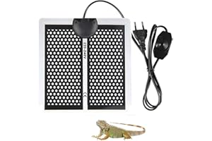 NEKOSUKI Tapis Chauffant Reptile, Tapis Chauffant Terrarium Réglable avec Contrôle De La Température pour Reptiles Tortue, Serpents, Lézards, Geckos, Araignées, Chauffant Aquarium (5W-14x15cm)