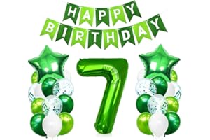 BLUELVES Luftballon 7. Geburtstag Grün,Geburtstagsdeko Junge 7 Jahre Grün,Riesen Folienballon Zahl 7,Ballon 7 Deko zum Geburtstag,Helium Ballon7