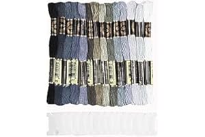 DERAYEE Broderie Point de Croix 14 Couleurs avec Carte De Fil, Bracelet Brésilien Kit, Coton Gris, Fournitures de Loisirs Créatifs 8M