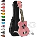 TIGER UKE7-PK Ukulélé Soprano pour Débutants avec Sac de Transport, Médiator en Feutre, Jeu de Cordes de Rechange Et Doté d'Un Jeu de Corde Aquila - Rose