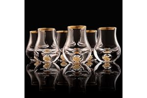 DUJUST 【Nouveau design 2025】 Verre à shot élégant et incurvé (45 ml), ensemble de verres à shot en cristal décorés de paillettes de feuille d'or 24 carats, sans BPA et sans plomb - 6 pcs