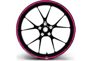 FINEST FOLIA Naklejka na krawędź felgi w stylu GP MR001, 16-częściowy kompletny zestaw, najlepsza folia pasuje do felg 16, 17 18, 19 calowych motocyklowych, samochodowych, rowerowych (kolor różowy neon pink)