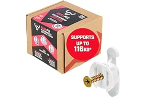 Bullfix Universal Plasterboard Fixings Heavy Duty 24 Pack, Drywall Anchor, Plasterboard Wall Plug Alternative for Dot & Dab, Stud & Hollow Cavity Wall Anchor Kit with Screws
