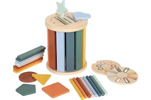 Small Foot Montessori Sorteringslek Med Trumma, Tillverkad Av Fsc 100% Certifierat Trä, 3 Utbytbara Sorteringsbrädor Med Pinn