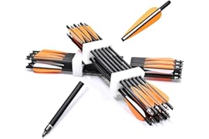 PMSM 24 Pezzi Frecce Balestra da Caccia18 Pollici 20 Pollici Frecce in Carbonio per Balestra bulloni con Arance 4 "Vanes Sostituite la Punta della Freccia