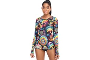 ODAWA Sea Turtle Style Women's Rash Guard Top Swim Outdoor T-Shirt for Fishing Running Workout