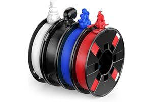 ENTINA Kit di Filamenti PLA per Stampante 3D, Pacchetto di Filamenti PLA da 1,75 mm 4 Colori Nero/Bianco/Rosso/Blu, 250g per Bobina, Totale 1KG, per Stampanti 3D FDM e Penna 3D