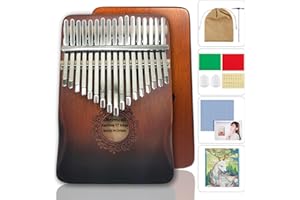 Ohromcoli Kalimba - 17 Keys Kalimba Instrument mit Lernwerkzeuge,Finger Percussion,Professionelle Daumenklavier für Kinder, Erwachsene,Erwachsene und Musikliebhaber(Allmähliches Braun)