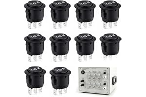 HENGBIRD 10 stycken omkopplare, vippbrytare rund, vippbrytare rund 3-polig 3 positioner, 20 mm 6 A 250 VAC svart ministrömbry