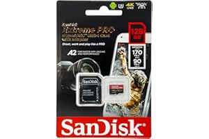 ‎SANDISK SanDisk Extreme Pro 128GB microSDXC Memory Card + SD Adapter with A2 App Performance + Rescue Pro Deluxe 170MB/s Class 10, UHS-I, U3, V30