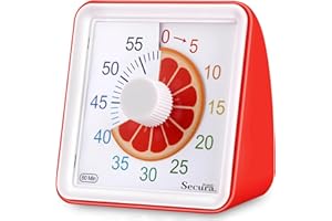 Secura Brands 60-Minute Visual Timer, Timer for Kids, Classroom Timer, Countdown Timer for Adults, Time Management Tool for Teaching (Red)