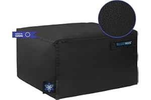 BLUZIMAN® - Reposapies Puff Salon, Taburete Reposa Pies Premium Hecho a Mano en España de Polipiel Certificado, Puf Otomano para Pies, Apoya Pies Oficina Cojín Suelo, Bean Bag (REPOSAPIÉS, Negro)