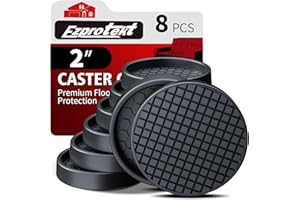 EZPROTEKT Furniture Coasters - 2” Non Slip Furniture Pads for Hardwoods Floors, 8 PCS Round Rubber Non Skid Furniture Caster Cups, Anti Slide Furniture Feet Floor Protectors for Bed Couch Stoppers (Black)