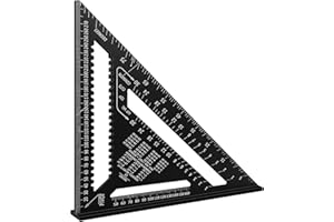 FLYING POTTERY 12 Pollici Squadra da Falegname, Squadra da Carpentiere in Lega Alluminio, Triangolo Righello Goniometro per Misurazione Angoli Precisi (Nero)
