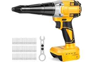 ROADTIME Remachadora Dewalt a batería 20 V profesional sin escobillas con LED, 3 adaptadores, 60 remaches y llaves inglesas