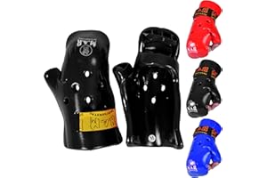 MAR INTERNATIONAL MAR | Red Semi Contact Gloves for Karate, Taekwondo, Martial Arts Pointer's Gloves, Vinyl Dipped Foam with Ventilation System, Hook and Loop Wrist Strap, Hand Mitts Protective Gear (X-Small to Large)