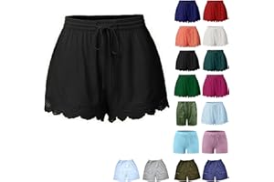 Cocila Shorts Womens UK Summer Drawstring Cotton Elastic Waist Solid Color Casual Shorts Sport Pants Lace Rope Trousers Yoga Shorts Women Size Pants Slim Fit Everyday Goingout Shorts