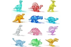 NLR FUN 46 st 250 g akryldinosaurie-ädelstenar, 12 former och färger mini dinosaurieleksaker för barn, festgåvor, skattlåda leksaker, påskäggsfyllare, klassrumsbelöningar, födelsedagspresenter