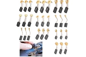 OWNKIM Set de 30 Cepillos de Carbón de Repuesto para Herramientas Eléctricas - Compatible con Taladros, Sierras y Amoladoras - Incluye 10 Tamaños Diferentes