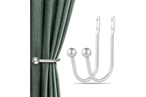 GOBUTEND Curtain Holdbacks, 2pcs Curtains Holder Wall Mounted Drapery Tiebacks Retro Window Hook for Home Decor, Silver