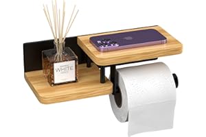 Dreamhigh® Support Papier Toilette Mural, Porte Papier Toilette Bois, é LéGant dé Rouleur en Acier et Bambou pour Cuisine et Salle de Bain