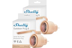 Shelly Outdoor Plug S Gen3 Dopplepack, WLAN Smarte Steckdose für den Außenbereich, IP44, Matter-Zertifiziert, 12A, 2500W, Außenbeleuchtung, Leistungsmessung, Außenautomatisierung, Alexa, Google