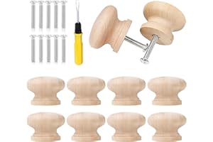TZQFROCE 10 Stück Möbelknöpfe Holz Schubladengriff Holzgriffe für Schränke Runde Holzknauf mit Schrauben und Schraubendreher für Schrank Schublade Schuhkasten Schranktür Küche