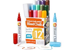 Blami Arts Pennarelli Lavagna Cancellabili 12 Pacco Gesso Liquido per Lavagna Marker Pennarelli Chalk Pens Pennarelli Lavabili per Bambini Pennarelli per Lavagna Bianca Cancellabile