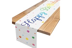 TNYKER Tischläufer Geburtstag Gradient, Tischdecke Geburtstag mit Bunte Konfetti, Happy Birthday Tischläufer zum Geburtstag, Tischdeko Geburtstag für Junge Mädchen Party Geburtstagsdeko, 180 x 35 cm
