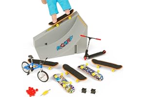 Sterneer Finger Skateboard Ramp Set, Finger Skateboard avec Rampes de Skatepark, avec Roues de Secours et Outils pour Enfants pour Finger Sports Fingertip Movement Party