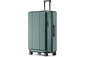 Münicase Koffer Expandierbar – Hartschalen-Trolley mit Oberseiten-Öffnung, Kompressionsgurt & extra Stauraum | Strapazierfähig, Kratzfest, leicht (Dunkelgreen, XL-80cm)