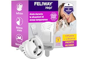 FELIWAY Help! Kit Diffusore Calmante per Gatti – 7 Giorni – Aiuta a tranquillizzare il tuo gatto ogni giorno o in occasioni stressanti. Raccomandato dai veterinari, Clinicamente testato.