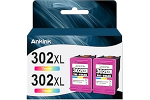 ANKINK Cartucho de Tinta Remanufacturado Reemplazo de HP 302XL 302 XL para Impresora 1110 2130 3630 3632 3634 3636 3637 4520 4522 4524 4525 4526 4527 4528 3830 3831 3833 3835, Tricolor, Paquete de 2