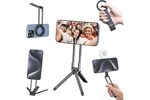 ULANZI MA30 3-in1 Magnetisches Handy Stativ Aluminium, Karabiner Förmige Maglock Schnellhalterung, Faltbar Ständer Smartphone, Mini Selfie Stick Tripod Kompatibel für iPhone 17 16 15 14 12 Magsafe