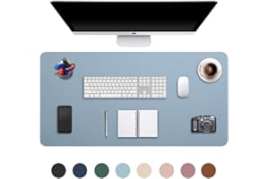 DOBAOJIA Podkładka pod Mysz Duża, Podkładka na biurko, Mata na Biurko, Biurkowy Blotter, Podkładka pod Laptopa, Podkładka do Pisani, skóra PU wodoodporna + zamszowa antypoślizgowa 90 x 43cm (Szarawo Niebieski)
