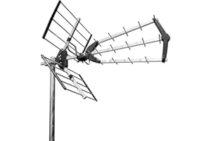 CABLEPELADO Antena TDT LTE 700 Alta Ganancia, Antena Triple Plegable UHF G=18 dB, Aluminio de 16,5 mm de sección en Eje Principal, Ideal para recepción de Televisión Digital Terrestre, Negro (Negra)