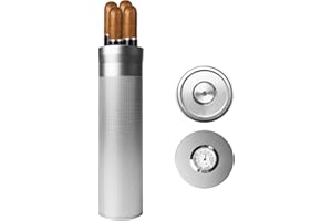 BORDEAG Tragbare Zigarren Humidor, Zigarren-Etui mit Hygrometer, Reise Zigarrenetui, Zigarren Etuis Röhre für 3 bis 4 Zigarren, Humidor Zigarren Edelstahl, Geschenk für Liebhaber Zigarrenliebhaber (Silver)