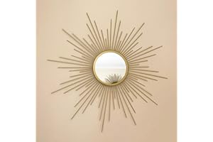 DARTHOME Gold Sunburst Wall Mirror 60x60cm Vintage Metal Frame Home Decorative Round Glass (Large)