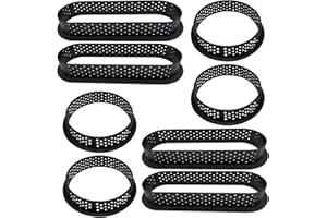 DINGFENG 8 Pezzi Coppapasta, Accessori Torta Crostata，Stampi Crostatine Monoporzione，Stampi Per Dolci, Anello Crostata Forato，Accessorio Da Forno Perforato In Silicone Rotondo Riutilizzabile