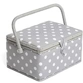 Hobby Gift MRM Sewing Box Medium Exclusive, Craft Storage Box, Accessory Tray, Pin, PVC Handle, Grey, 18.5 x 26 x 15 cm