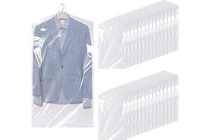 Hejo 30 Pezzi Copri Abiti in Plastica, 60 * 90cm Buste Trasparenti per Vestiti, Copri Abiti da Armadio, Copri Abiti Anti Polvere, per Camicie, Giacche, Abiti, Maglioni