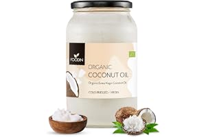 FOODIN Ekologisk kokosolja, premium Virgin & Natural, kallpressad, ekologisk kokosolja, bäst för hud och hår, rå matkvalitet