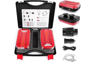 Yuanjoy Luci Posteriori LED 12V Senza Fili Magnetiche Per Auto Rimorchio Con Batteria Veicoli Commerciali Luci Posteriori Wireless - Magnetiche, Impermeabili, Ricaricabili