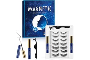 AOSUN Pestañas Magnéticas, 7 pares, 3D con delineador de ojos, juego resistente al agua y reutilizable con pinzas (7 pares)