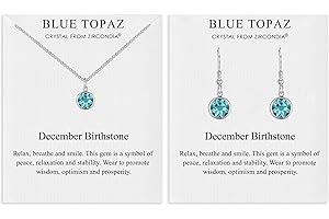 Philip Jones Set di collana e orecchini pendenti con pietra portafortuna di dicembre (topazio blu) creato con cristalli Zircondia®