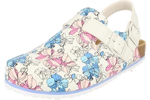 Supersoft Damen Schuhe 276-196 Clogs Eva Pantolette Arzthelfer Ärzte Blumen Weiß