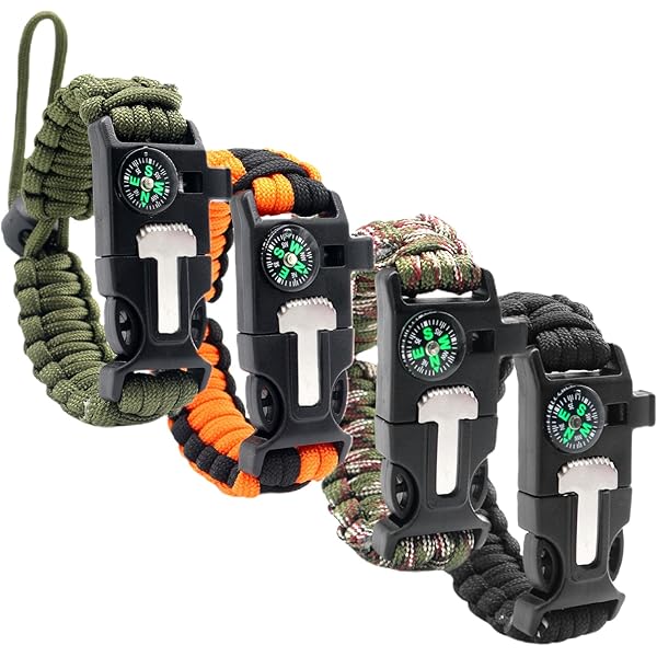 Ember Rock Paracord Survival Armband - 4 Pack Survival Kit Firestarter Armbanden - Inclusief Ember Rock Paracord Survival Armband - 4 Pack Survival Kit Firestarter Armbanden - Inclusief