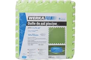 Werkapro Lot de 9 Dalles de Sol pour Piscine 50x50cm épaisseur 3mm 9 pièces