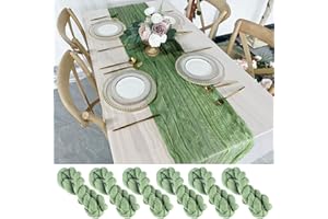 SXUUXB 6 Tischläufer Salbeigrün Boho Deko , 90 x 300cm Musselin Decke Seihtuch Tischläufer, Cheesecloth Table Runner,Outdoor Käsetuch Tischläufer Waschbar, für Verlobung ,Hochzeit, Taufe,Gartenparty