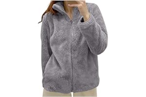 Générique Veste Polaire Femme Chaude Hiver Manteau Veste D'IntéRieur Polaire Femme En Peluche Chaude Pour Fermeture éClair DéContractéE Col Montant Manches Longues Manteau D'Hiver Douillet